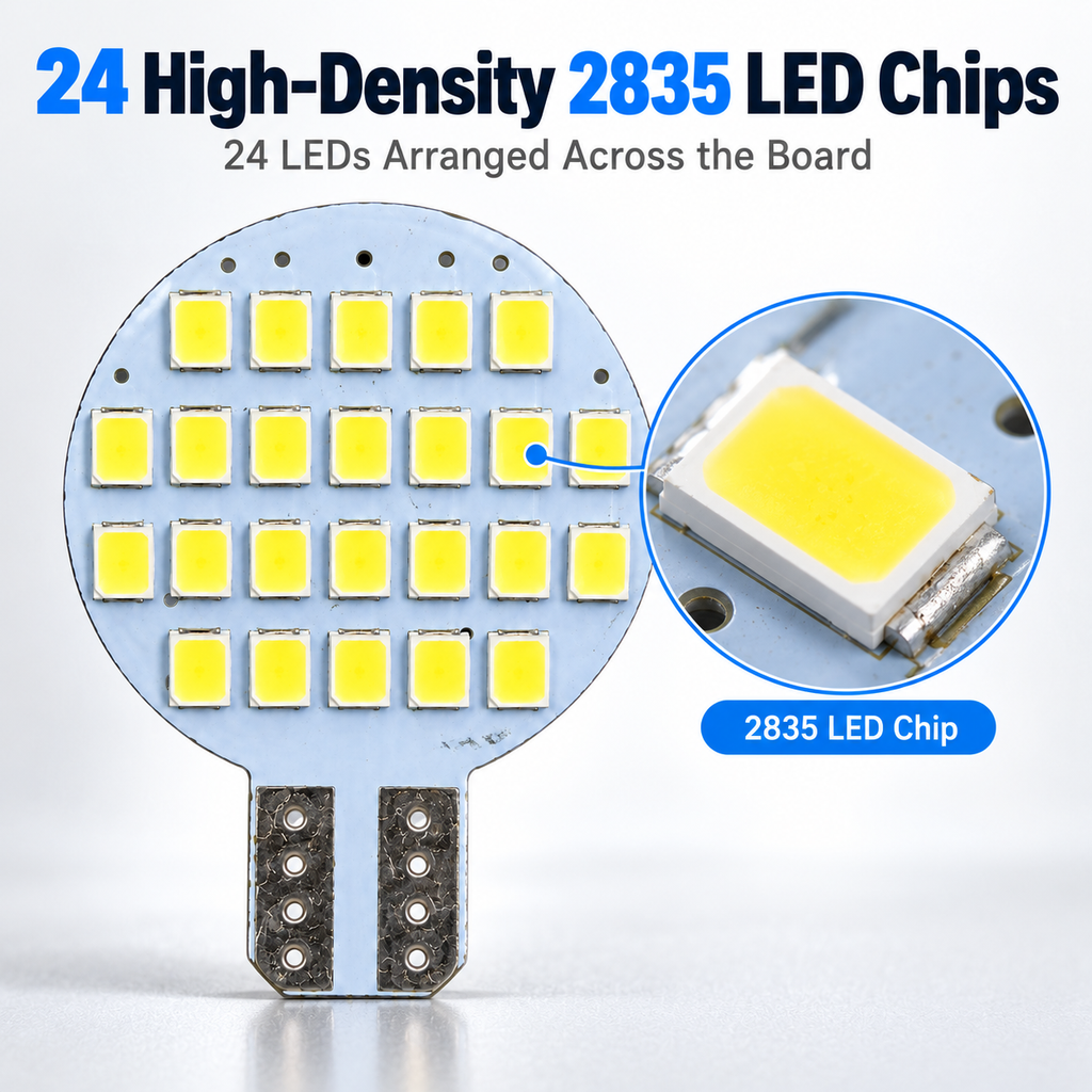 Siweex 24-SMD 2835 T10 LED Bulb – 6000K White, DC 12V - Pack of 10