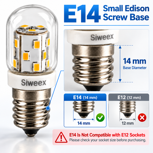 Siweex E14 LED Light Bulb – 18 SMD 2835 LEDs, 110V, 3000K Warm White - Pack of 6