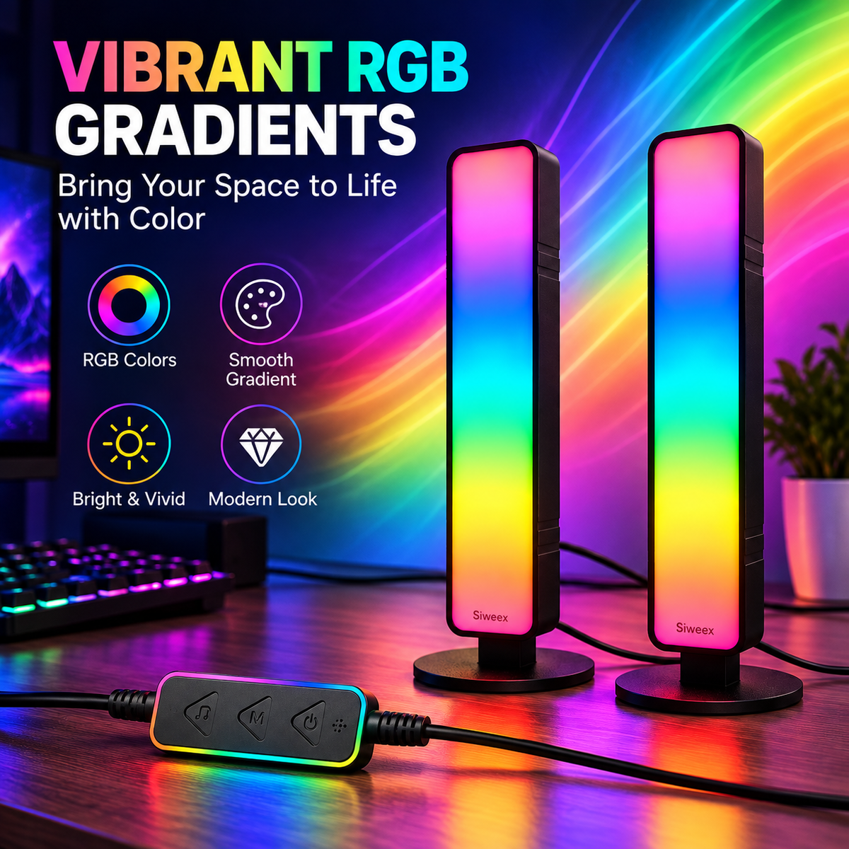 Siweex USB-Powered RGB Sound Reactive Ambient Lights
