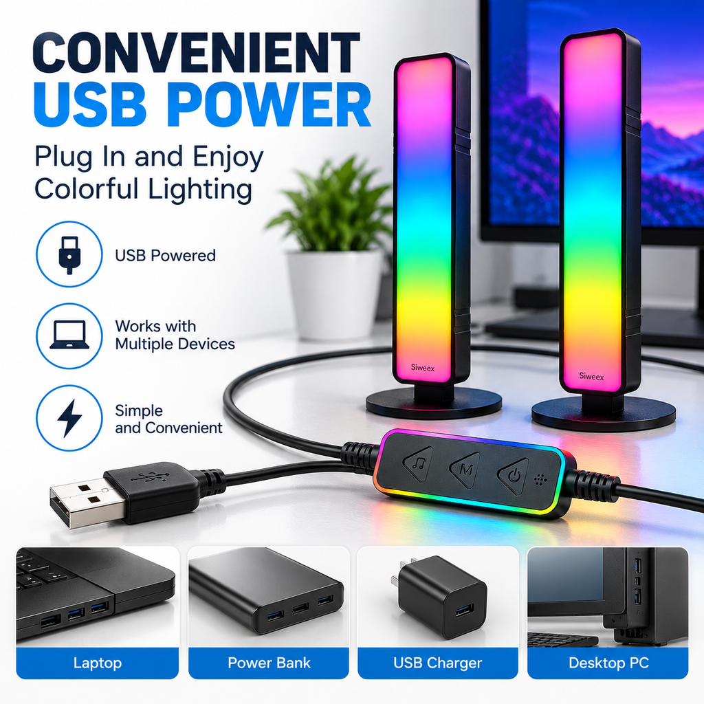 Siweex USB-Powered RGB Sound Reactive Ambient Lights